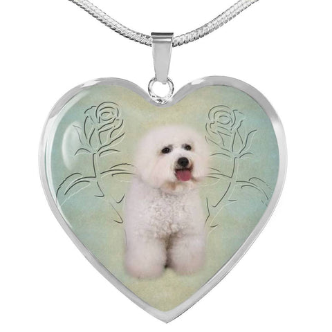 Bichon Frise Dog Heart Pendant Luxury Necklace-Free Shipping