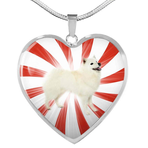 American Eskimo Dog Print Heart Pendant Luxury Necklace-Free Shipping
