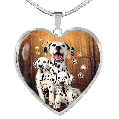 Dalmatian Dog Print Heart Pendant Luxury Necklace-Free Shipping