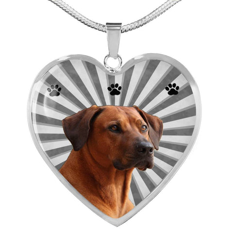 Rhodesian Ridgeback Print Heart Pendant Luxury Necklace-Free Shipping