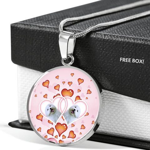 Maltese Dog Print Circle Charm Luxury Necklace-Free Shipping