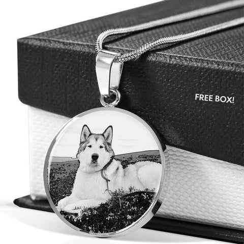 Cute Alaskan Malamute Print Luxury Necklace- Free Shipping