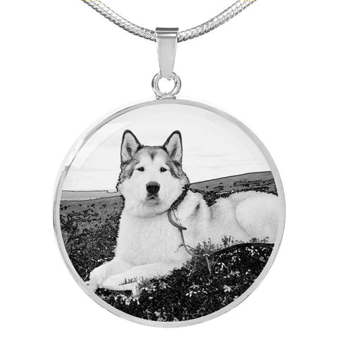 Cute Alaskan Malamute Print Luxury Necklace- Free Shipping