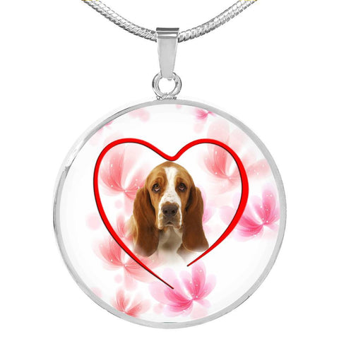 Basset Hound Print Luxury Circle Necklace-Free Shipping