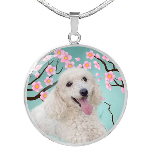 Poodle Dog Print Circle Pendant Luxury Necklace-Free Shipping