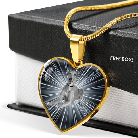 Italian Greyhound Dog Print Heart Pendant Luxury Necklace-Free Shipping