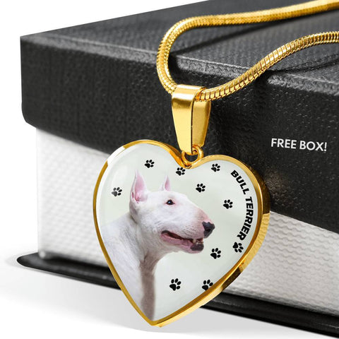Bull Terrier Print Heart Pendant Luxury Necklace-Free Shipping