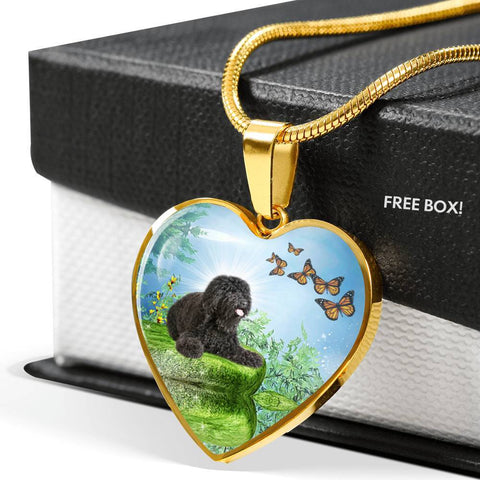 Barbet Dog Print Heart Pendant Luxury Necklace-Free Shipping