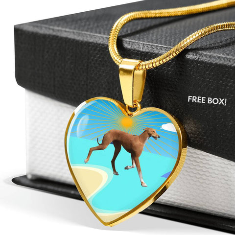 Azawakh Dog Print Heart Pendant Luxury Necklace-Free Shipping