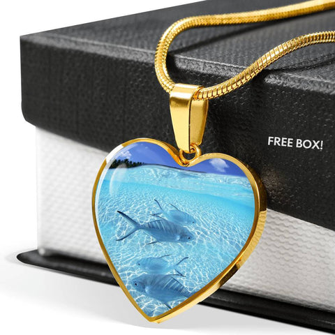 Fish Print Heart Pendant Luxury Necklace-Free Shipping