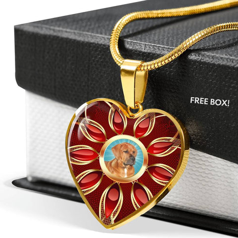 Tosa Inu Dog Print Heart Pendant Luxury Necklace-Free Shipping
