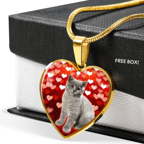 British Shorthair Print Heart Pendant Luxury Necklace-Free Shipping