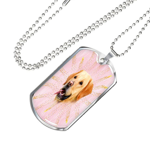 Labrador Retriever Print Dog Tag Pendant With Military Chain -Free Shipping