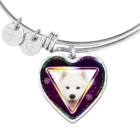 Samoyed Dog Print Heart Pendant Bangle-Free Shipping