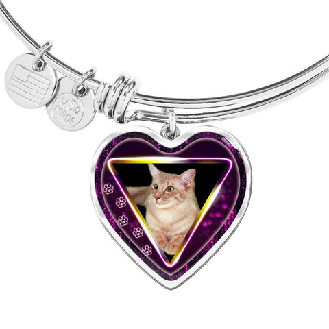 Javanese Cat Print Heart Pendant Bangle-Free Shipping