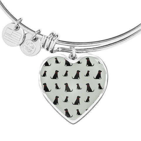 Labrador Retriever Pattern Print Luxury Heart Charm Bangle-Free Shipping