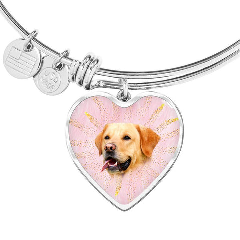Labrador Retriever Print Heart Pendant Bangle-Free Shipping