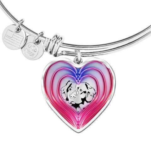 Nova Scotia Duck Tolling Retriever Dog Print Heart Pendant Bangle-Free Shipping