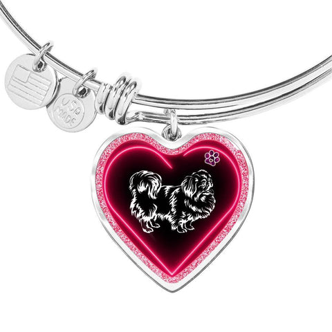 Pekingese Dog Print Heart Pendant Bangle-Free Shipping
