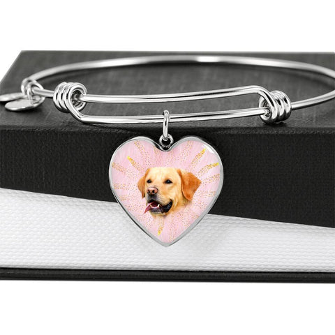 Labrador Retriever Print Heart Pendant Bangle-Free Shipping