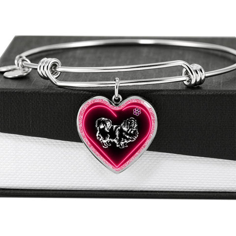 Pekingese Dog Print Heart Pendant Bangle-Free Shipping