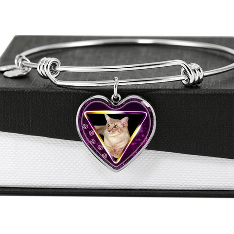 Javanese Cat Print Heart Pendant Bangle-Free Shipping