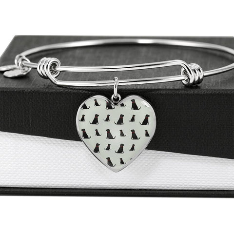 Labrador Retriever Pattern Print Luxury Heart Charm Bangle-Free Shipping