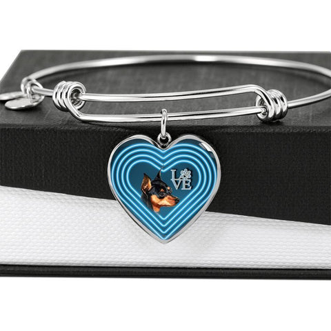 Miniature Pinscher Dog Print Heart Pendant Bangle-Free Shipping