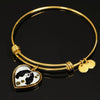 Cavalier King Charles Spaniel Dog Print Heart Pendant Bangle-Free Shipping