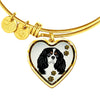 Cavalier King Charles Spaniel Dog Print Heart Pendant Bangle-Free Shipping