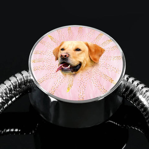 Labrador Retriever Dog Print Circle Charm Steel Bracelet-Free Shipping