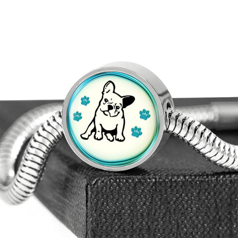 Cute French Bulldog Print Circle Charm Steel Bracelet-Free Shipping