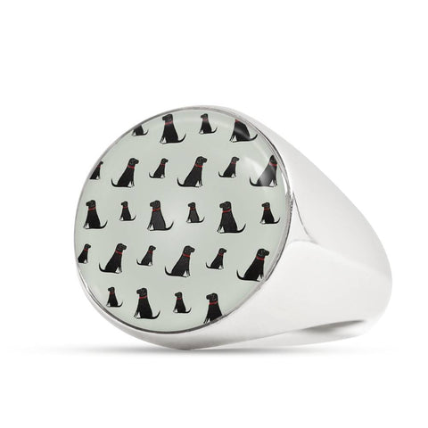 Labrador Retriever Pattern Print Signet Ring