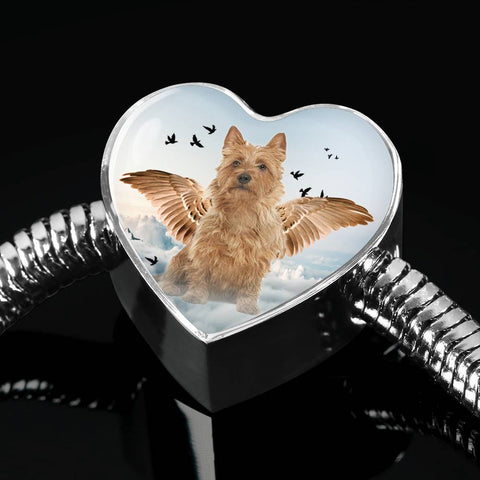 Australian Terrier Print Heart Charm Steel Bracelet-Free Shipping