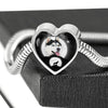 Siberian Husky Dog Print Heart Charm Steel Bracelet-Free Shipping