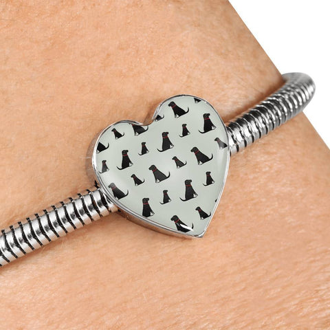 Labrador Retriever Pattern Print Heart Charm Bracelet-Free Shipping