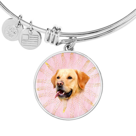 Labrador Retriever Print Circle Pendent Luxury Bangle-Free Shipping