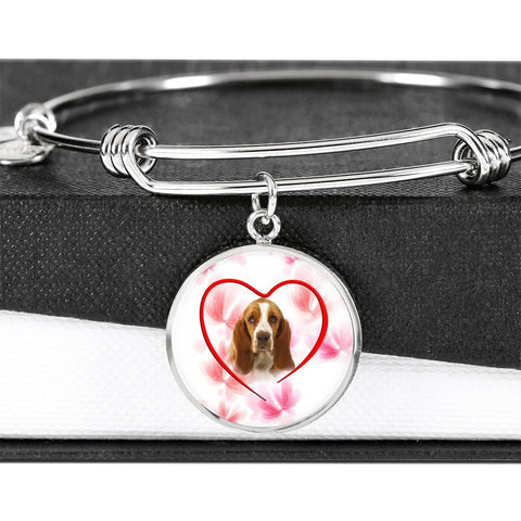 Basset Hound Print Luxury Circle Charm Bangle-Free Shipping
