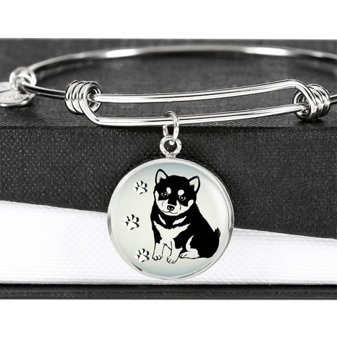 Shiba Inu Dog Circle Pendent Luxury Bangle-Free Shipping