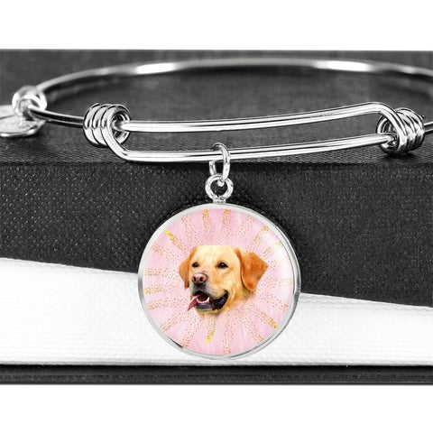 Labrador Retriever Print Circle Pendent Luxury Bangle-Free Shipping