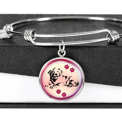 Golden Retriever Dog Circle Pendent Luxury Bangle-Free Shipping