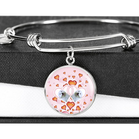 Maltese Dog Print Circle Charm Bangle-Free Shipping