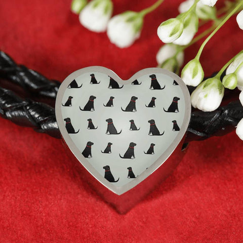 Labrador Retriever Pattern Print Heart Charm Braided Bracelet-Free Shipping