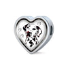 Dalmatian Dog Art Print Heart Charm Leather Woven Bracelet-Free Shipping