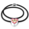 Rough Collie Dog Heart Charm Leather Woven Bracelet-Free Shipping
