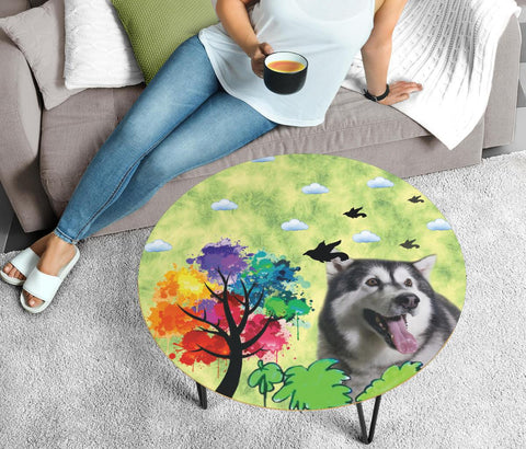 Alaskan Malamute Dog Print Circular Coffee Table