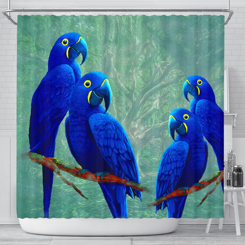 Hyacinth Macaw Parrot Print Shower Curtains-Free Shipping