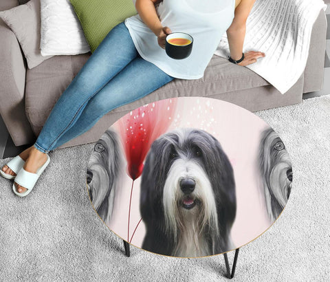 Amazing Bearded Collie Print Circular Coffee Table