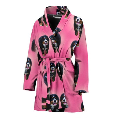 Amazing Bernese Mountain Dog Print Women's Bath Robe-Free Shipping