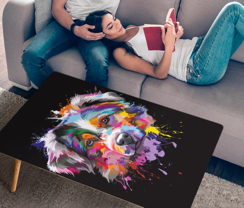 Australian Shepherd Dog Graphic Print Rectangular Coffee Table